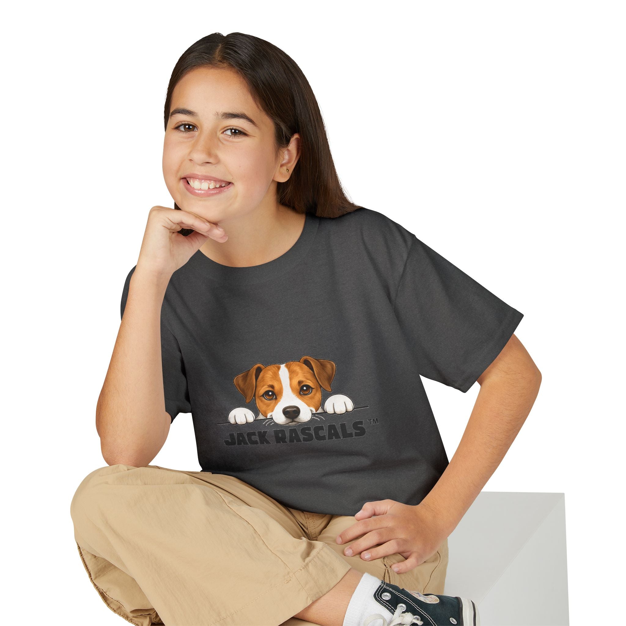 Kids Jack Russell T-Shirt | Peeking JRT Dog Tee | Jack Rascals